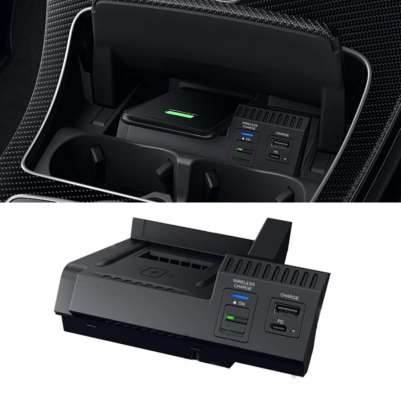 For Mercedes Benz W205 AMG C43 C63 X253 GLC C Class 2015-2020 10w qi wireless charging phone charger charging case accessories