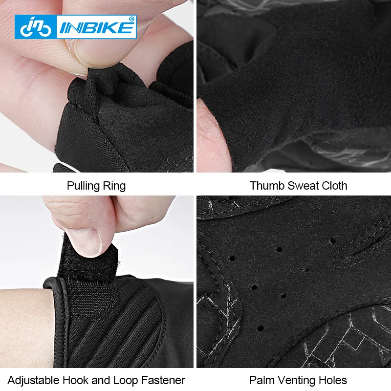 Cycling Gloves INBIKE Half Finger MTB Summer Bicycle Riding Palm Pad Reflective