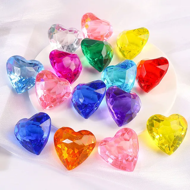 Pirate Treasure Kids Toys For Boys Girls Big Size Love Heart Shaped Crystals Acrylic Diamonds Gemstones Brinquedos Menino Menina 5