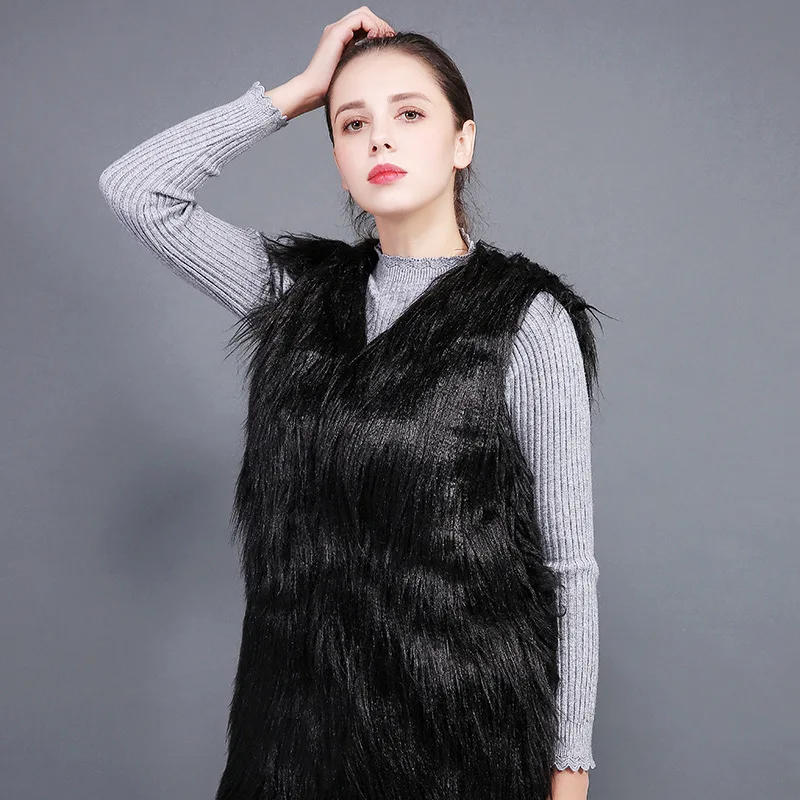 

Boollili Faux Fur Coat Women Furry Vest Female Jacket Sleeveless White Coat Femme Fur Vest Women's Clothing Abrigos Mujer