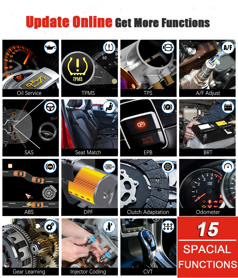 Foxwell GT60 OBD2 Профессиональный инструмент для диагностического сканирования автомобиля полная система считывания кода 15 функций сброса ODB2 OBD 2 Автомобильный сканер