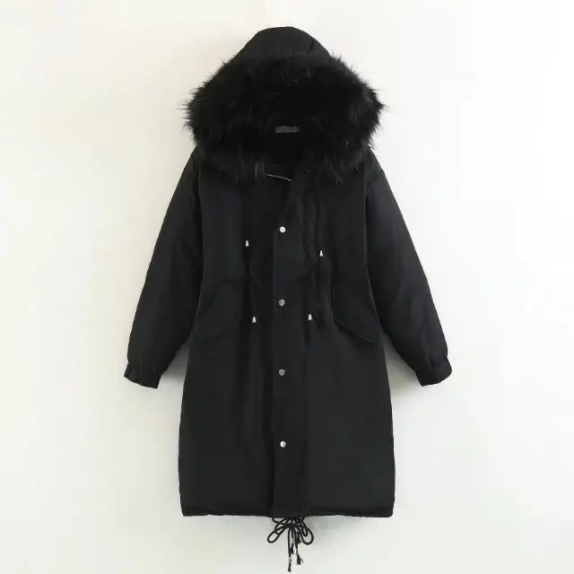 

2018 Winter New Style Fur Collar Korean-style Loose-Fit Mid-length down Jacket Thick Waist Hugging Large Size Coat Women's