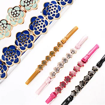 

Lady Belts Women Elegant Wild Flower Pin Buckles Thin Belt Strap Female Jeans Dress Skirt Waist Belts For Girls Fashion Students