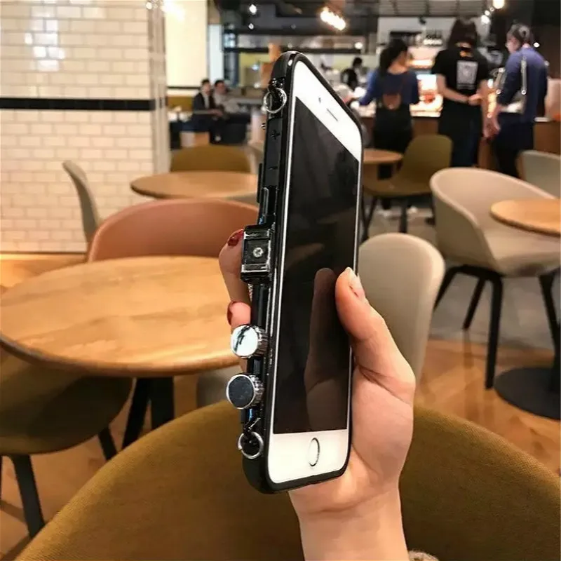 3D чехол для телефона в стиле ретро s чехол для iphone 8 plus с ремешком 6 7 8 plus X XR XS MAX с ремешком Жесткий ПК ударопрочный чехол