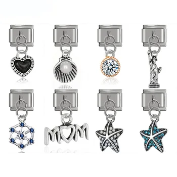 

Fyour 2019 New Original Daisy Mom Star Heart Rhinestone Italian Charm Links Fit 9mm Bracelet Bangle Jewelry DIY Making DJ072