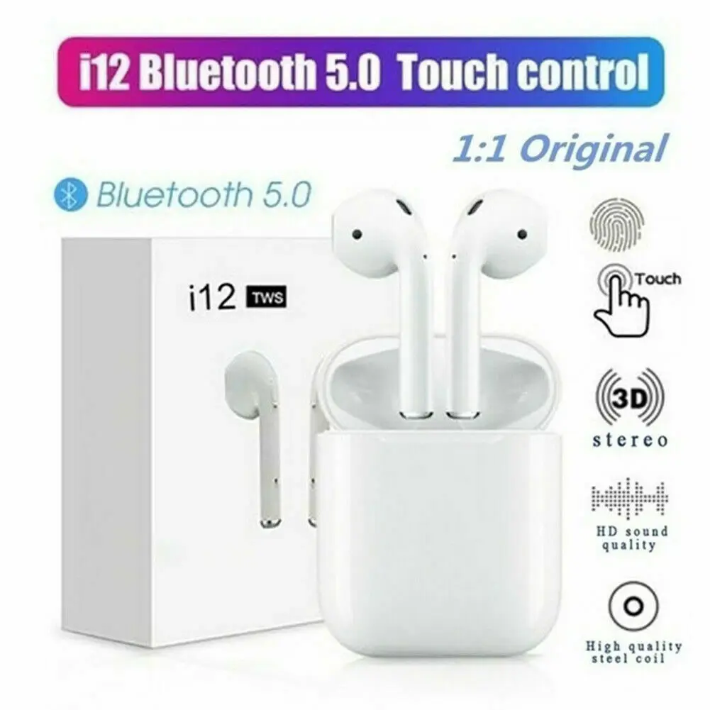 

i12 Bluetooth 5.0 Touch Earphone Headset Wireless Sports Headphones Earbuds For Smart Phone