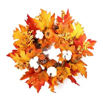

Fall Wreath For Front Door Decor Autumns Harvest Wreath Thanksgivings Decoration Home Party Indoor Outdoor Decor With Light*