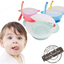 Детская посуда совок для риса тренировочная чаша с термочувствительной Детские Ложки чаши на присоске Детские кухонные аксессуары