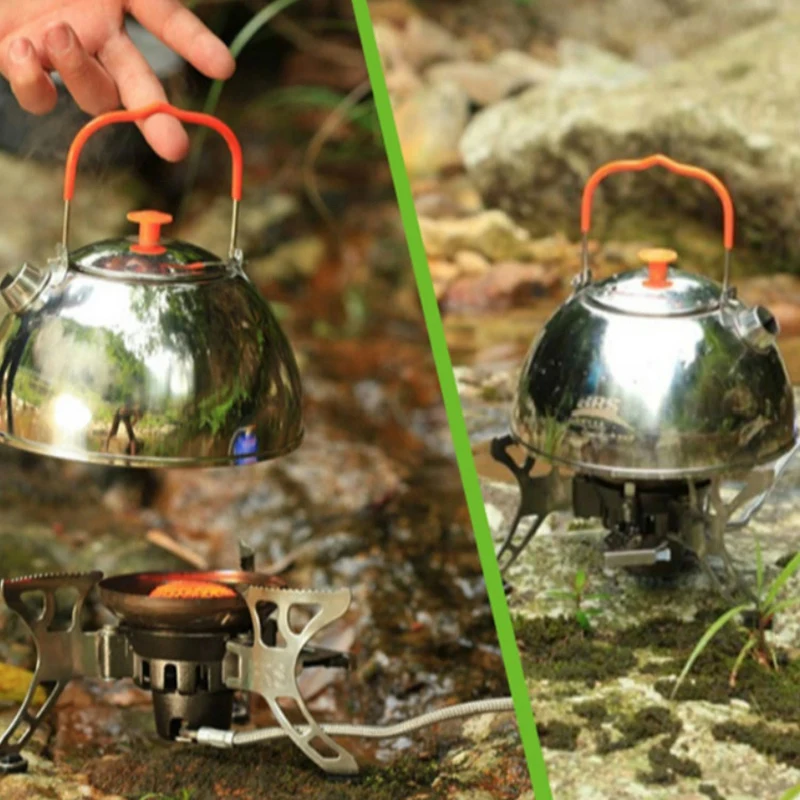 Outdoor Camping Stainless Steel Kettle Portable Camping Coffee Pot Walking Kettle Multi-Function Mini Kettle With Filter Tea