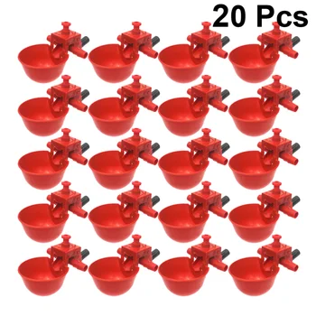 

20PCS Pigeon Automatic Drinking Bowl Chicken Quail Adjustable Water Volume Drinking Bowls (Red)