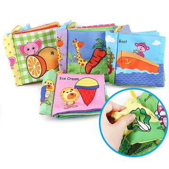 

Babe cloth book Early Learning Educational gifts Baby Toys Rattles Mobiles Soft Animal Cloth Book Newborn Stroller Hanging Toys