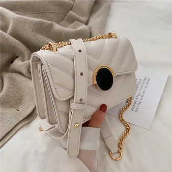 

Small bag woman 2019 new Korean version embroidery line slanted small square bag solid color single shoulder chain bag