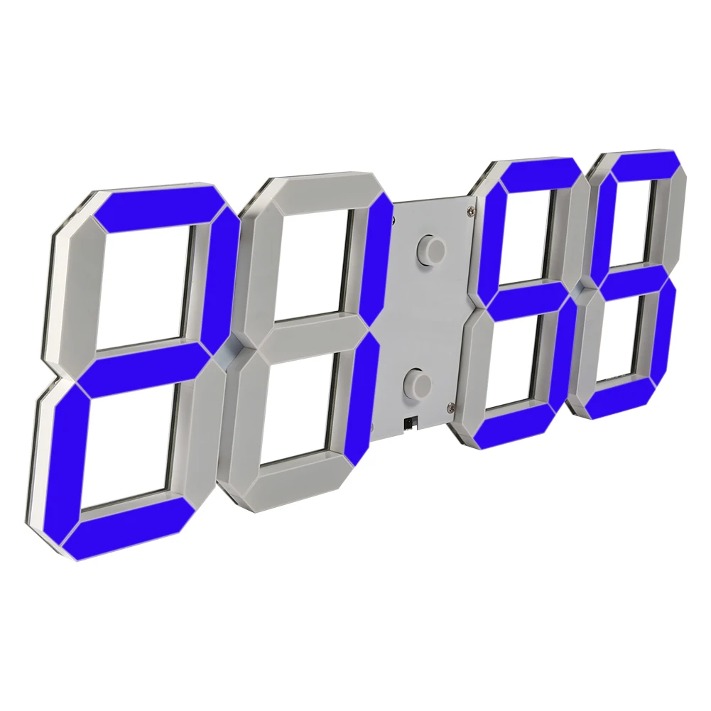 3D Large Remote Led Digital Hanging Clock Electirc Alarm Watch Timer Countdown Thermometer Blue Livingroom Modern Decor Clock