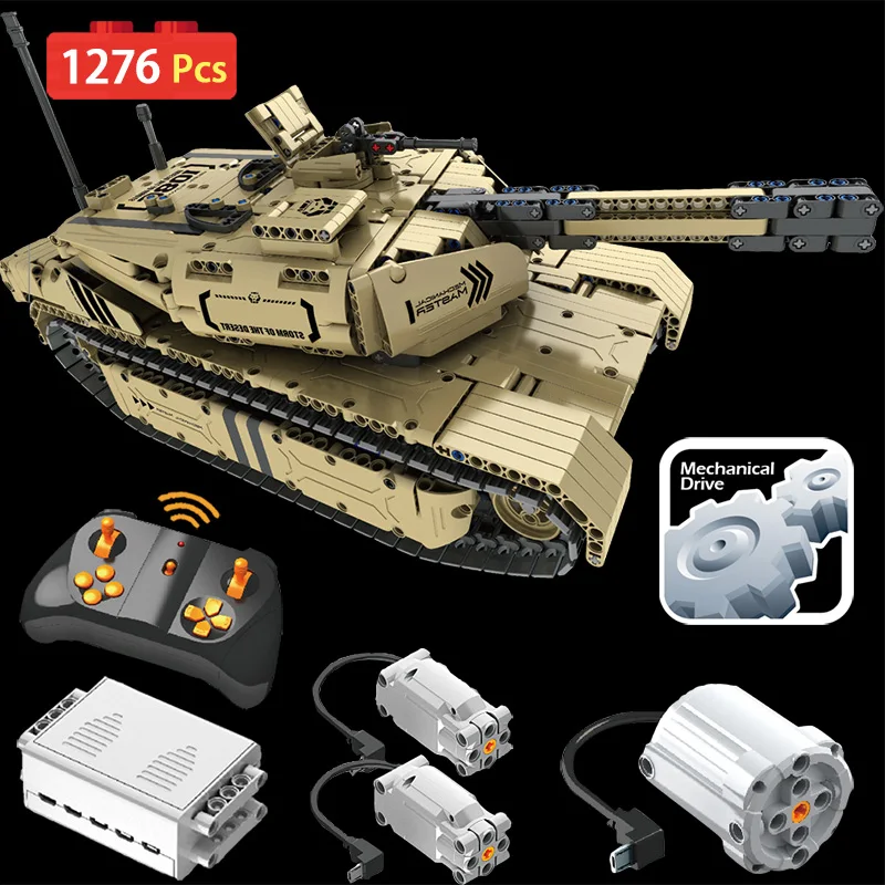 1276 шт. Technic RC серии 2,4G RC M1A2 Танк модель строительные блоки Совместимые военные танки из конструктора дистанционного управления игрушки для мальчиков