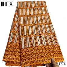 HFX хлопок африканская чистая кружевная ткань высокое качество французская швейцарская вуаль вышивка кружевная Ткань 5 ярдов женское платье J776