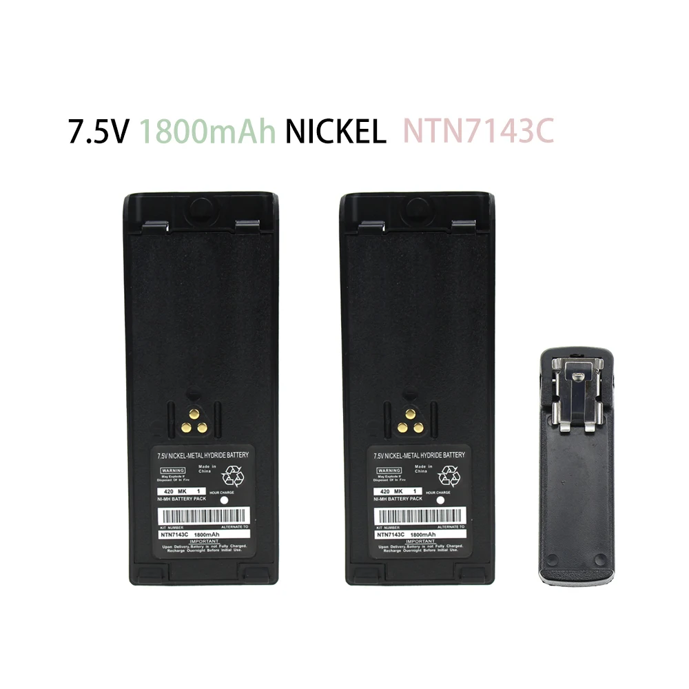 2Pcs NTN7143 Battery Extender 1800mAh NI-MH for Motorola HT6000 JT1000 MT2000 MTX-LS MTX9000