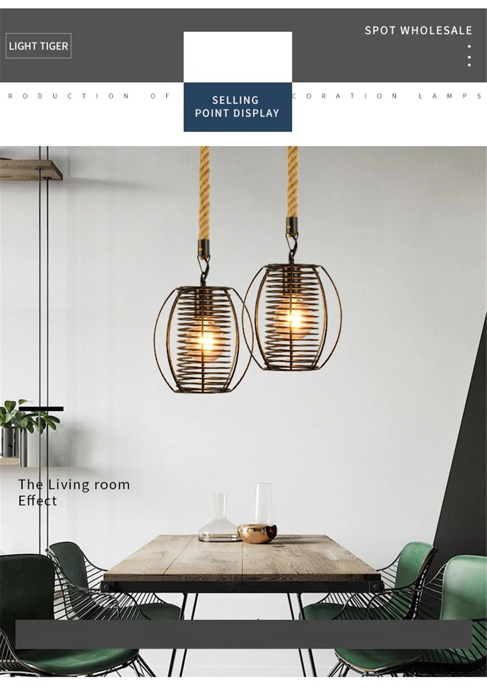 Retro Loft Decor LED Pendant Lamp Edison Industrial Hemp Rope Iron Hanging Light Dining Room Lights Fixtures Indoor Lighting (13)