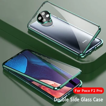 

Metal Magnetic Adsorption Case For Pocophone F2 Pro Case Double-sided Tempered Glass Cover On For Xiaomi Pocophone Poco F2 Pro