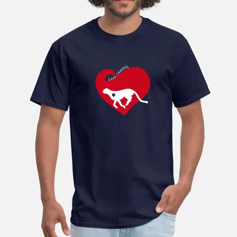 Create Love Cheetah Мужская футболка для девочек и мальчиков с круглым вырезом забавная Футболка мужская размер Xxxl 4xl 5xl мужские наивысшего качества - Цвет: Men-Navy Blue