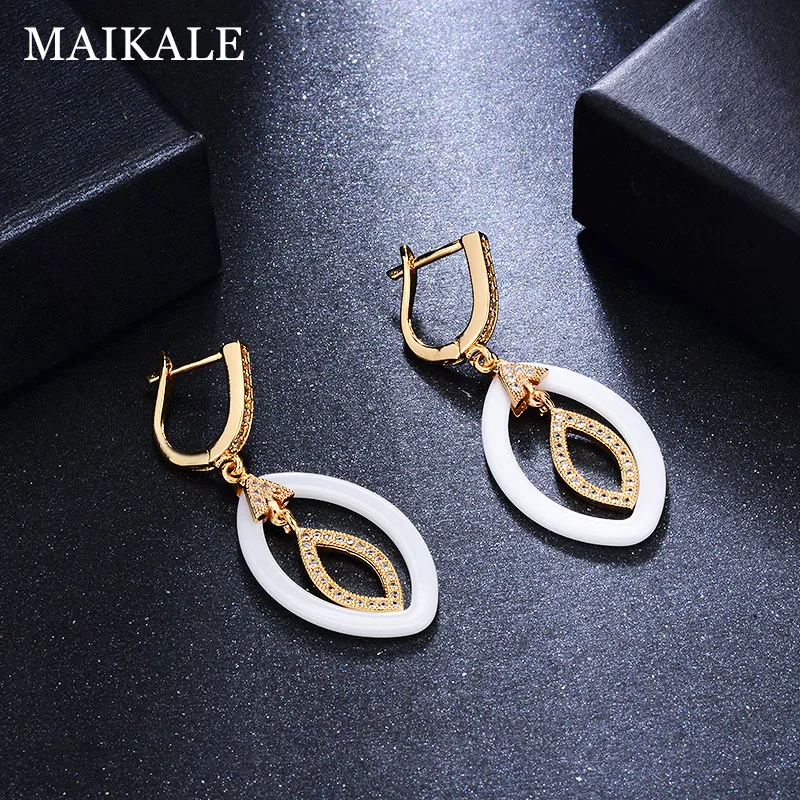 Женские керамические серьги MAIKALE корейские черного и белого цвета с медным