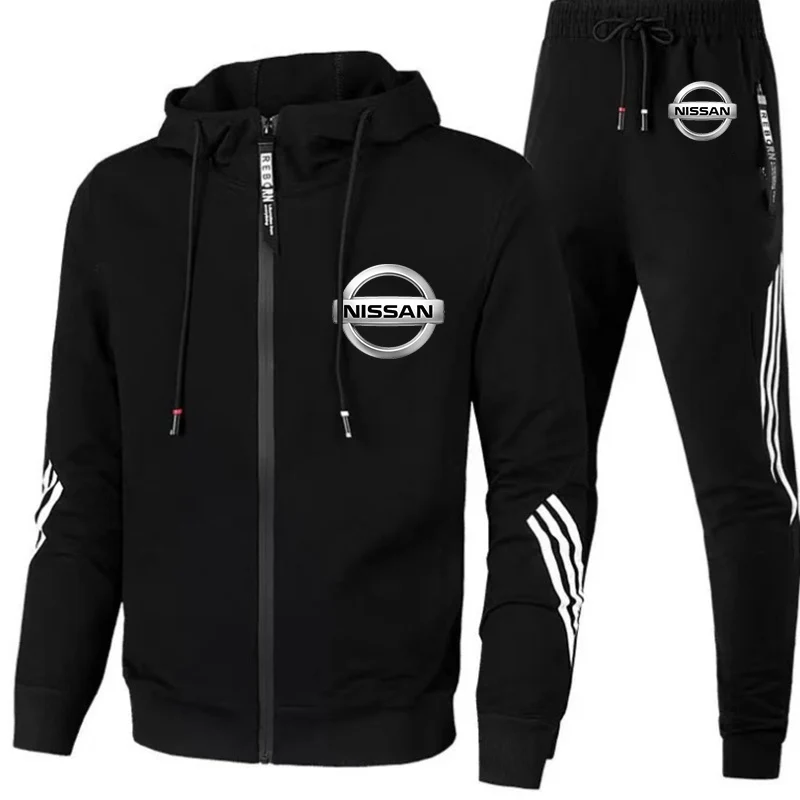 NISSAN Logo 2021 New Print 2 Pieces Sets Tracksuit Newest Hooded
