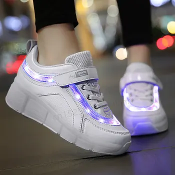 

Children Heelys LED Light Sneakers Two Wheel Boys Girls Roller Skate Casual with Kids Girl Sport Shoes USB Charging