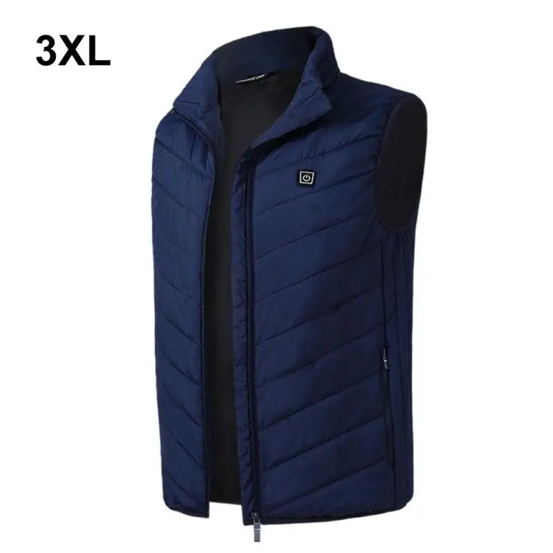 Blue 3XL Теплый жилет с подогревом для мужчин и женщин, моющийся, с зарядкой от Usb, теплый жилет с контролем температуры, для улицы, кемпинга, туризма, гольфа, охоты, куртка ED - Цвет: Blue 3XL