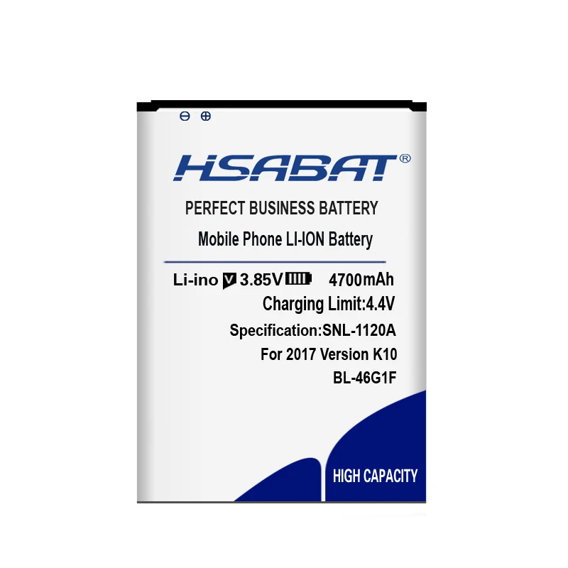 Аккумулятор HSABAT для LG K10 100% мАч 4700 K428 K430H K20 Plus TP260 с номером отслеживания|battery for|battery
