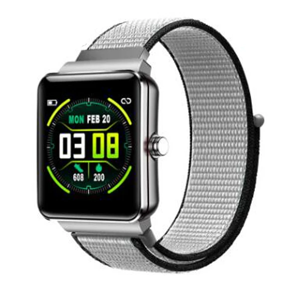 H10 Smart Band Watch Men Women Sports Watch IP68 Waterproof Nylon Stell Strap Step Heart Rate Blood Pressure Smartwatch - Цвет: Silver nylon strap