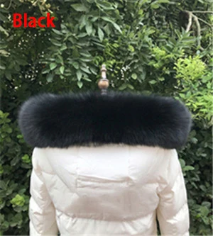 Genuine Fox Fur Scarves Collar Winter Natural Real Fox Fur Collar Scarf for Women coat Warm Hood Fur Scarf shawl Female - Цвет: 21