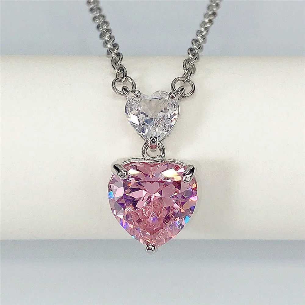 CAOSHI Exquisite Pink Cubic Zirconia Pendant Necklace for
