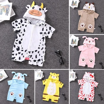 

3M 6M 12M 18M 1 2 Years Baby Clothes Kids Cartoon Animal Romper Children Girls and Boys Unisex Cute Summer Short Sleeve Costume