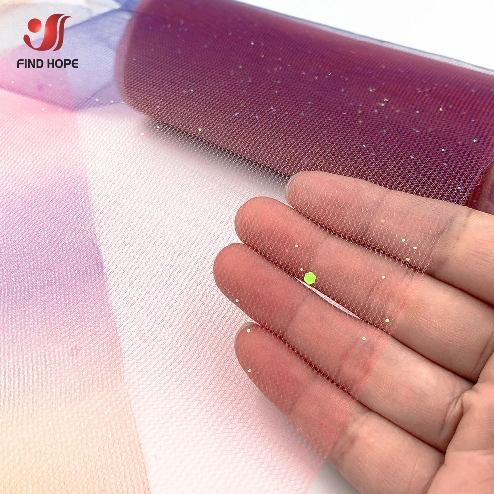 10Yards/Roll Rainbow Glitter Tulle Fabric DIY Soft Netting Craft Gift Tutu Skirt Home Wedding Dress Stage Doll Clothing Decor