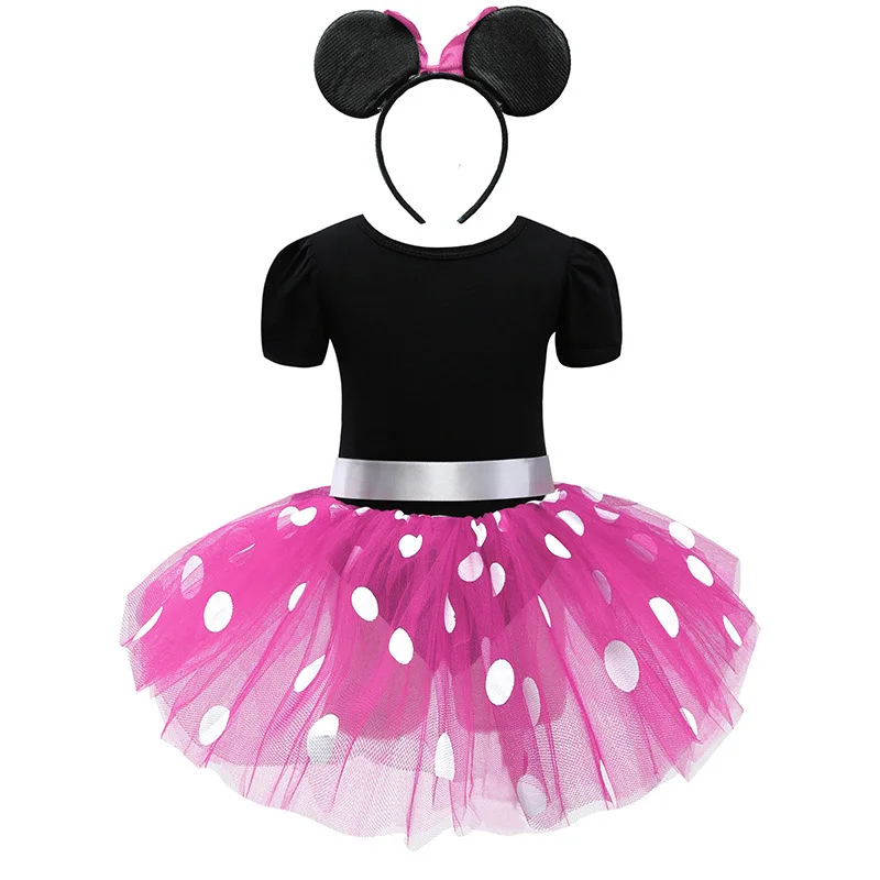 Little Kids Dress for Girls Halloween Mickey Minnie Mouse Summer Clothes and Headwear Children Birthday Carnival Party Costume