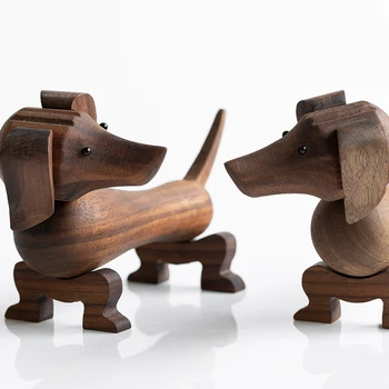 

Handmade Wooden Dachshund Dog Figures Kids Room Bedroom Living Room Home Decoration Accessories Ornaments Holiday Gift Toys