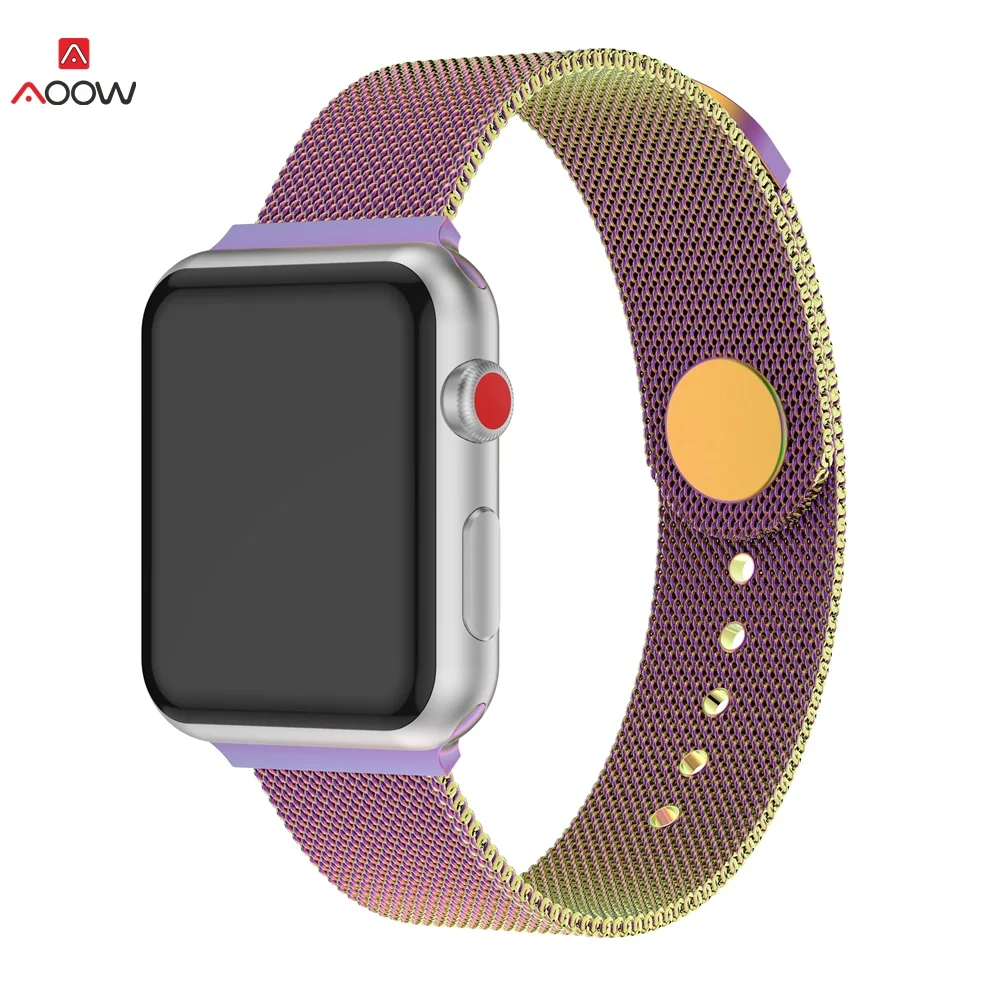AOOW Магнитный Миланский ремешок для Apple Watch 42 мм 38 мм 44 мм 40 мм для i watch 5 4 3 2 1 ремешок из нержавеющей стали