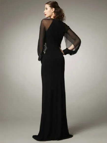 Недорогие новые модные черные вечерние платья-Кафтан с длинным рукавом, vestido de festa longo, вечерние платья для мамы невесты