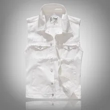 Крутая музыка крутой стиль корейский стиль Slim Fit Модная Мужская одежда Мужская джинсовая куртка матовый жилет белый джинсовый жилет