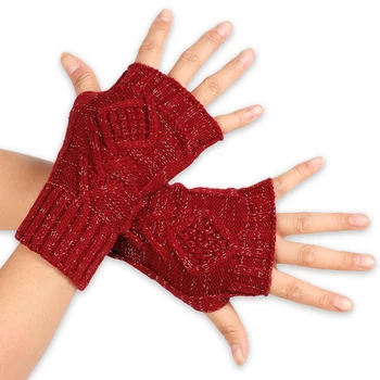 

1Pair Women Autumn Winter Warm Knitted Arm Fingerless Gloves Long Stretchy Mittens Men Hand Arm Warm Gloves
