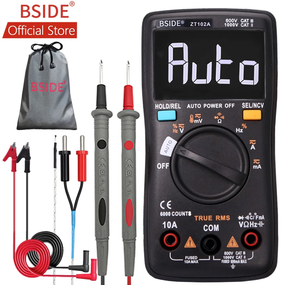 Цифровой мультиметр BSIDE ZT102A EBTN ЖК дисплей измеритель напряжения тока температуры