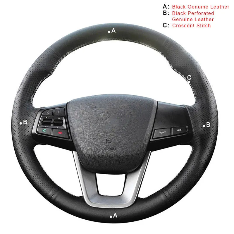 Авто оплетка на руле Крышка для hyundai ix25- Creta аксессуары для интерьера DIY автомобильный чехол автостайлинг - Название цвета: Genuine Leather