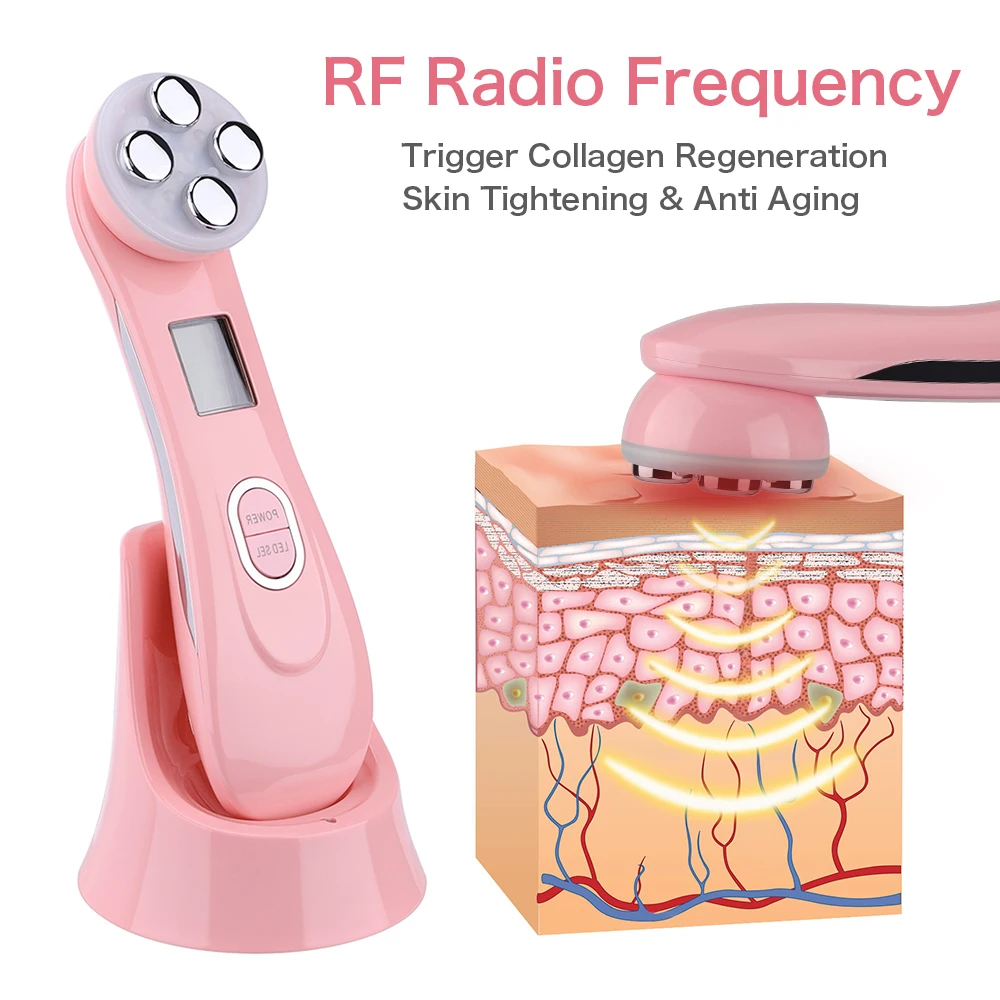 5 в 1 подтяжка кожи красота RF Радиочастотное устройство омоложения кожи подтягивание лица против старения морщин светодиодный фотон уход за кожей