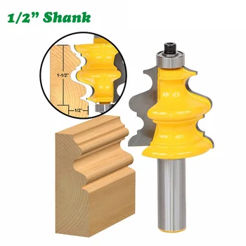 

1PC 1/2" 12.7MM Shank Milling Cutter Wood Carving Architectural Molding Line Router Bit Woodworking Crown Milling Cutter Wood