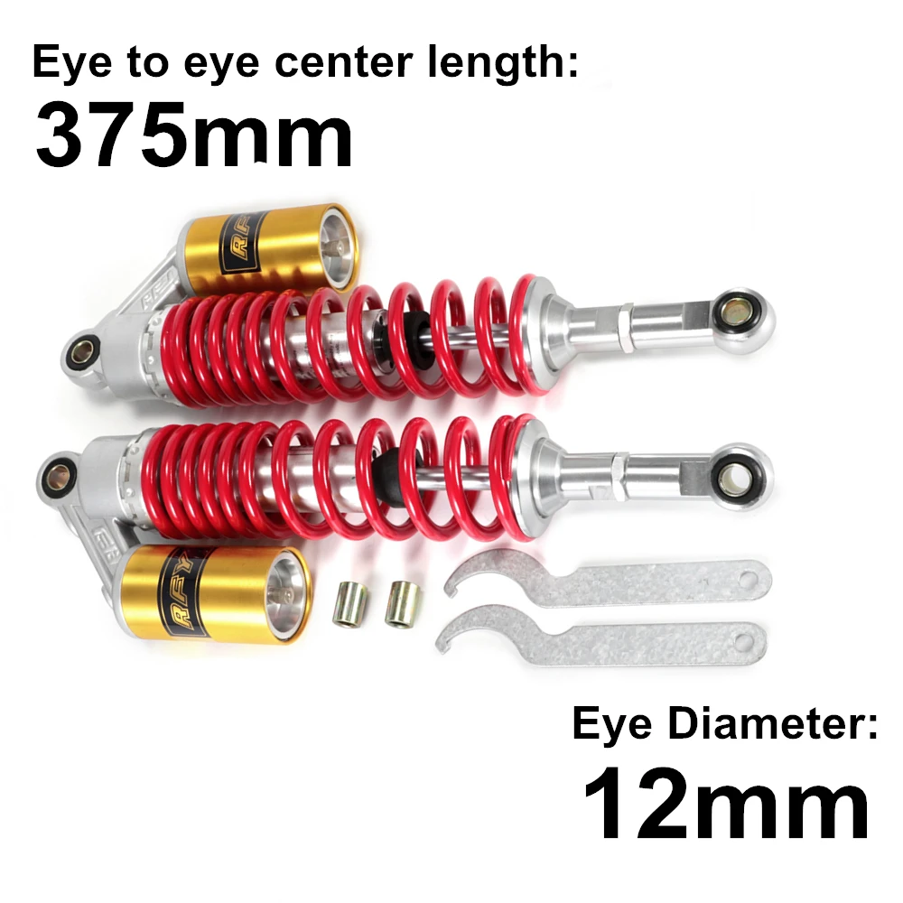 Универсальный 375 мм 14,76 ''диаметр 12 мм красный золотой мотоцикл задний Газовый амортизатор пневматическая подвеска для скутера AVT Quad
