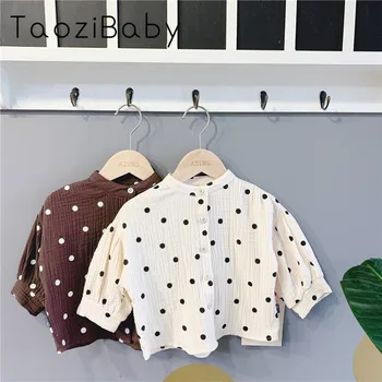 

Girls White Blouse 2020 Children's Clothing Spring New Girl Korean Version Of The Wavelet Dot Shirt Cardigan