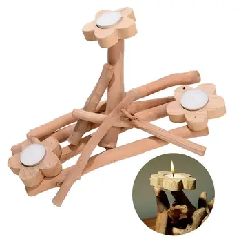 

1PC Creative Candlestick Candle Holder Wooden Pastoral Style Candle Stick Craft Desktop Adornment