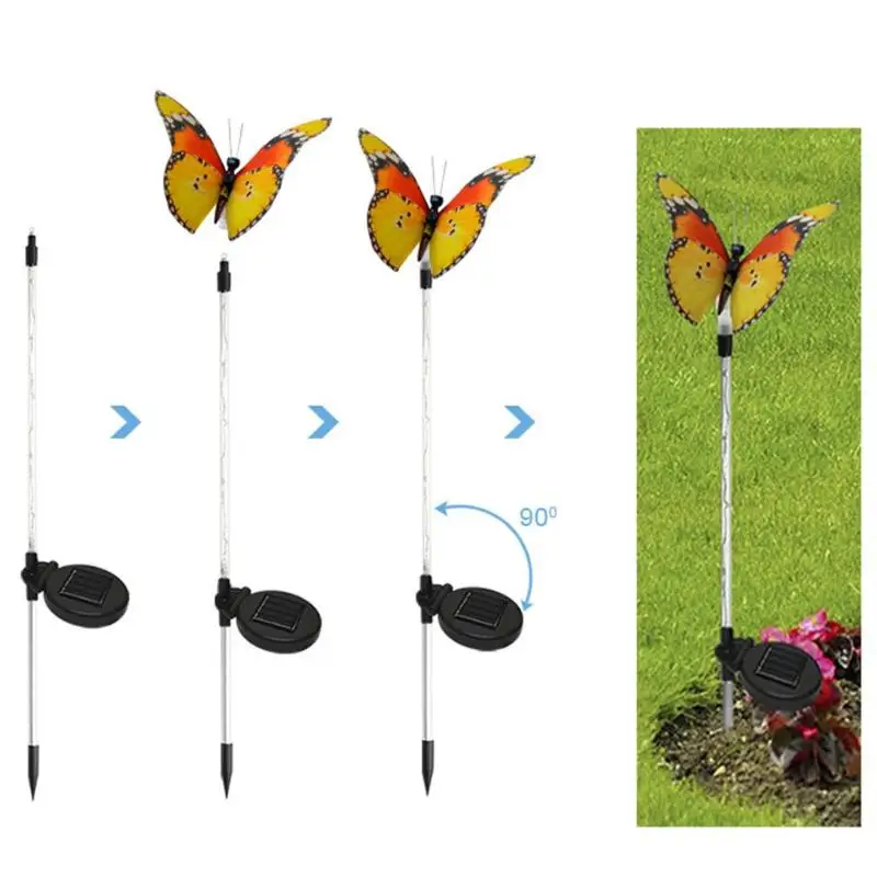 

3pcs 6LED IP65 Outdoor Waterproof Solar Butterfly 7 Colored Light Park Bar Decor Simple Installation Plug and Play Convenient