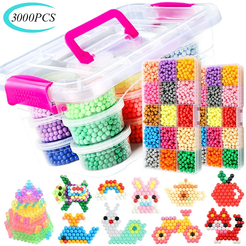 3000 шт креативные разноцветные Волшебные DIY бусины-головоломки, игрушки с водяным распылением, липкий набор бусин ручной работы, развивающие игрушки, подарки для детей