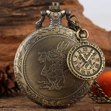

Vintage Bronze Rabbit Pocket Watch with Nice Accessory Roman Number Steampunk Clock Necklace Pendant Watches Reloj De Bolsillo