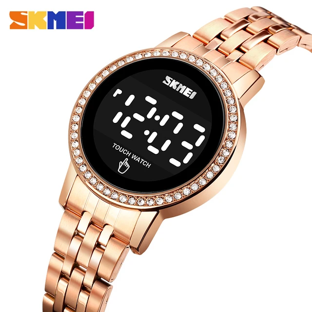 GOSASA Reloj electrónico de lujo para mujer, con pantalla táctil LED,  relojes digitales para damas, cuarto de galón, impermeable, elegante, para